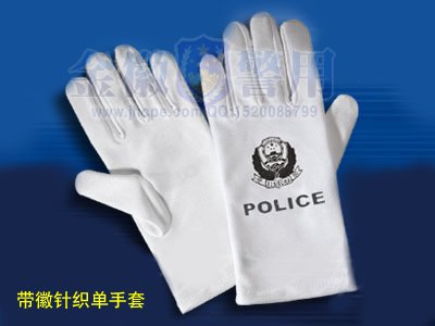 警用警徽手套 警察专用白色手套 交通警察手套