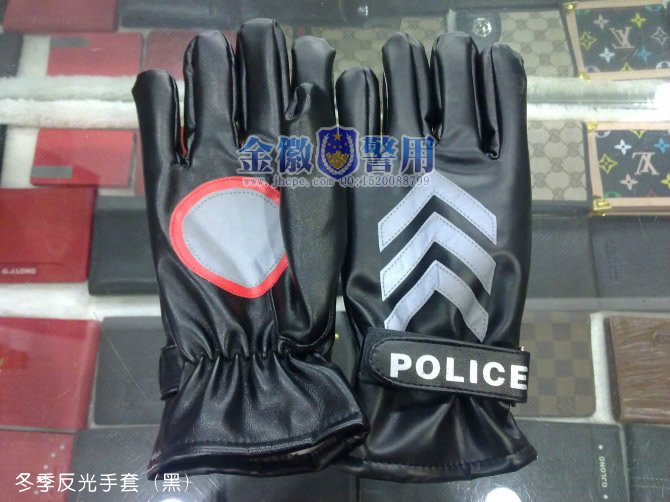 黑色警察冬执勤保暖手套 交警手套 加棉保暖手套 