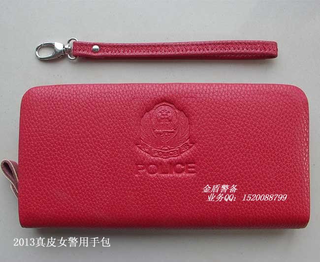 红色女警察手拿包 女公安钱包 警用皮包 警察警徽纪念手包